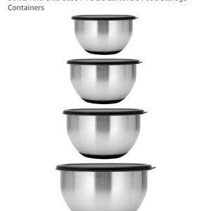 BergHOFF Stainless Steel Mixing nesting Bowls with Black Lids